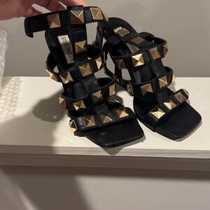 Steve Madden Black Sandals with Gold Studs